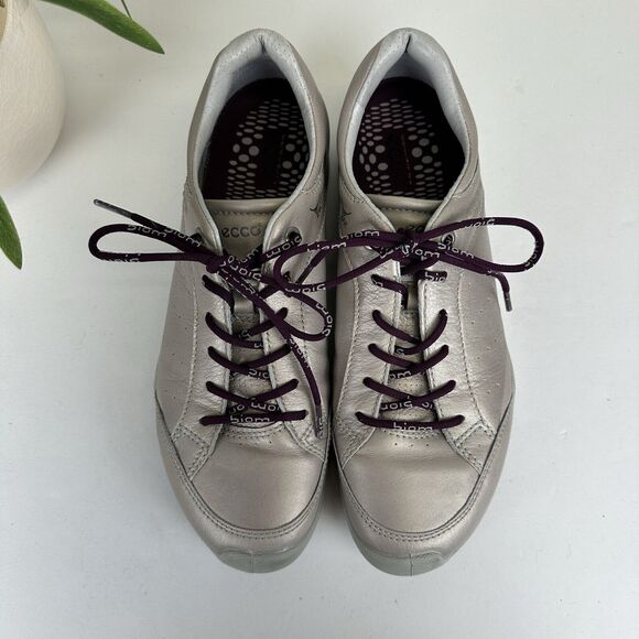 Ecco Biom Pewter‎ Yak Leather Golf Sneakers Comfort Shoes Size EU 40 US 9-9.5 - Picture 3 of 12